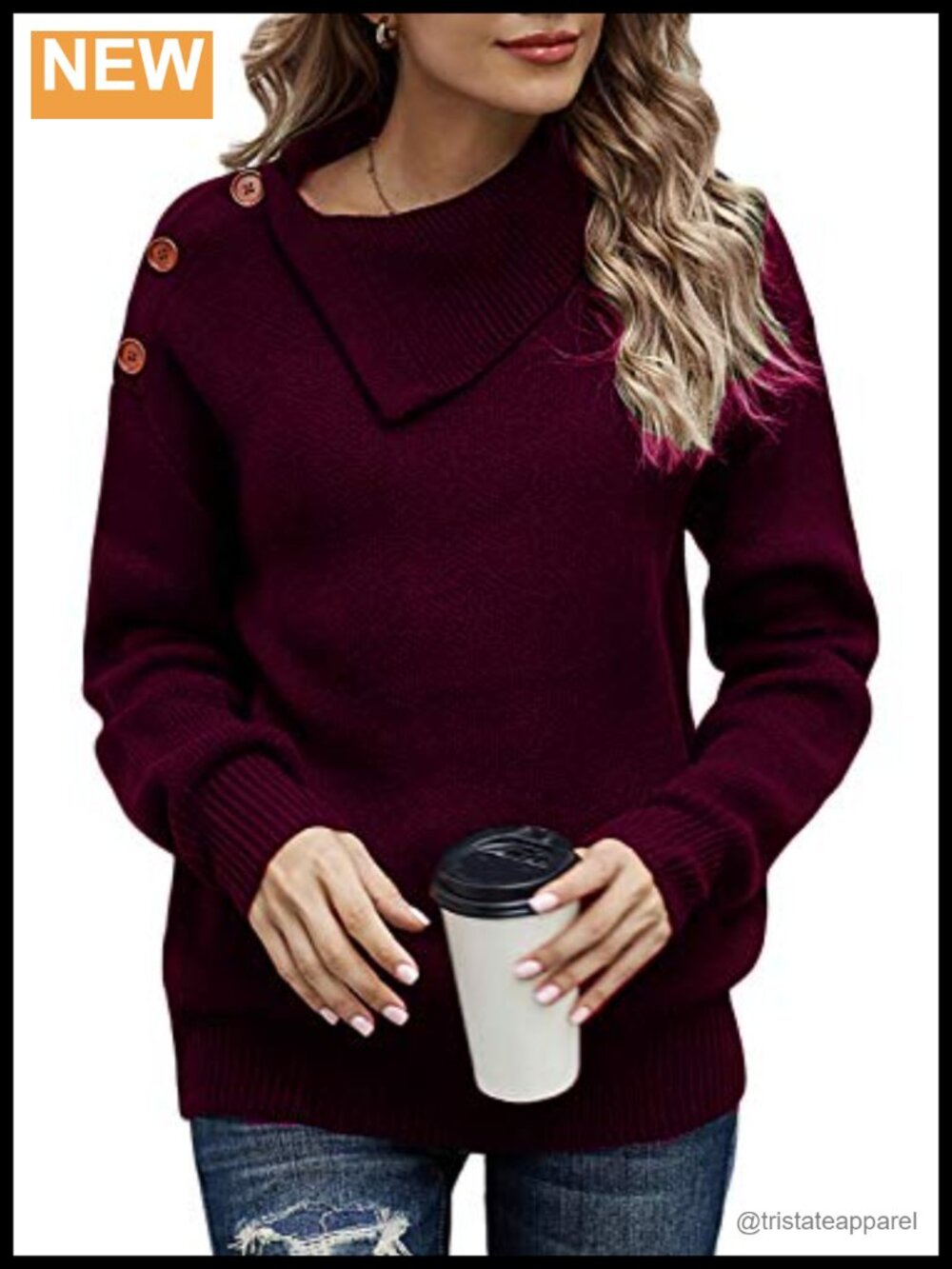 Women's Chunky Knit Pullover Sweater Cowl Neck Long Sleeve Loose Casual